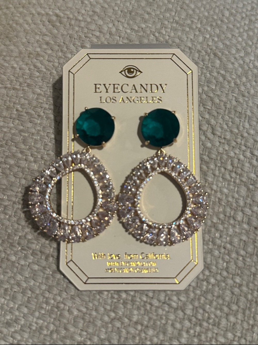 NWT Eye Candy Emerald Green Crystal Drop Earrings